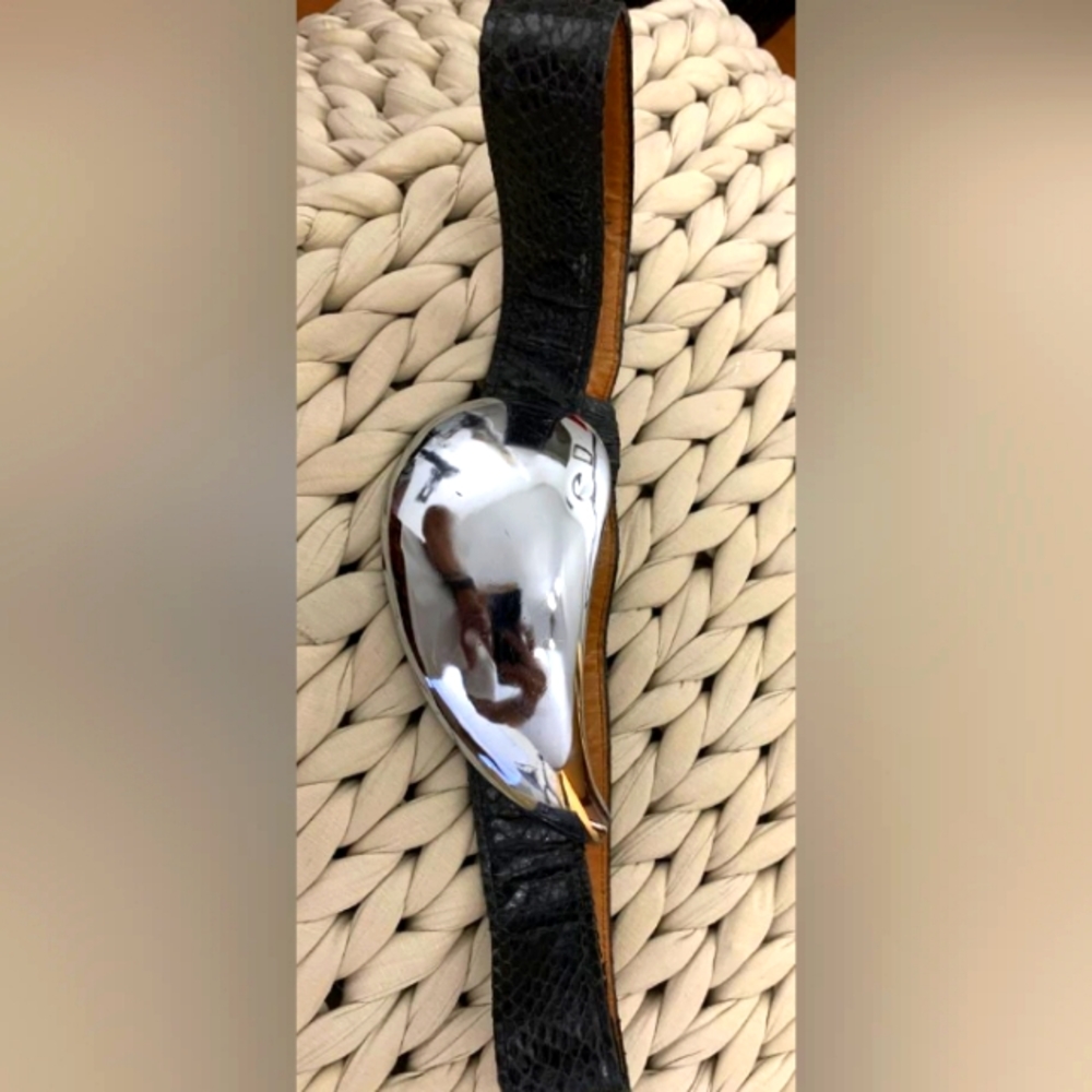 Snake Skin Belt With solid metal silver leaf buckle